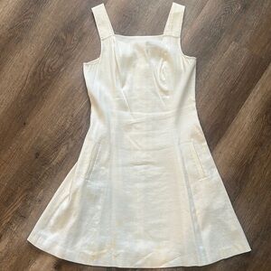 Theory White Linen Classic Sleeveless Dress